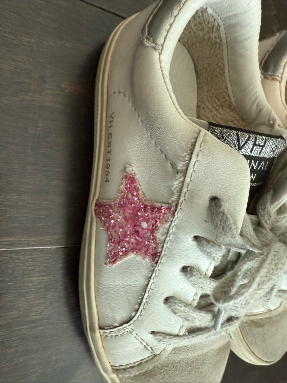 Vintage Havana White Kids Sneakers with Pink Glitter Star